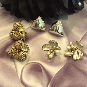 Vintage clip on earrings Kramer, Monet, unsigned LOT gold tone silver tone